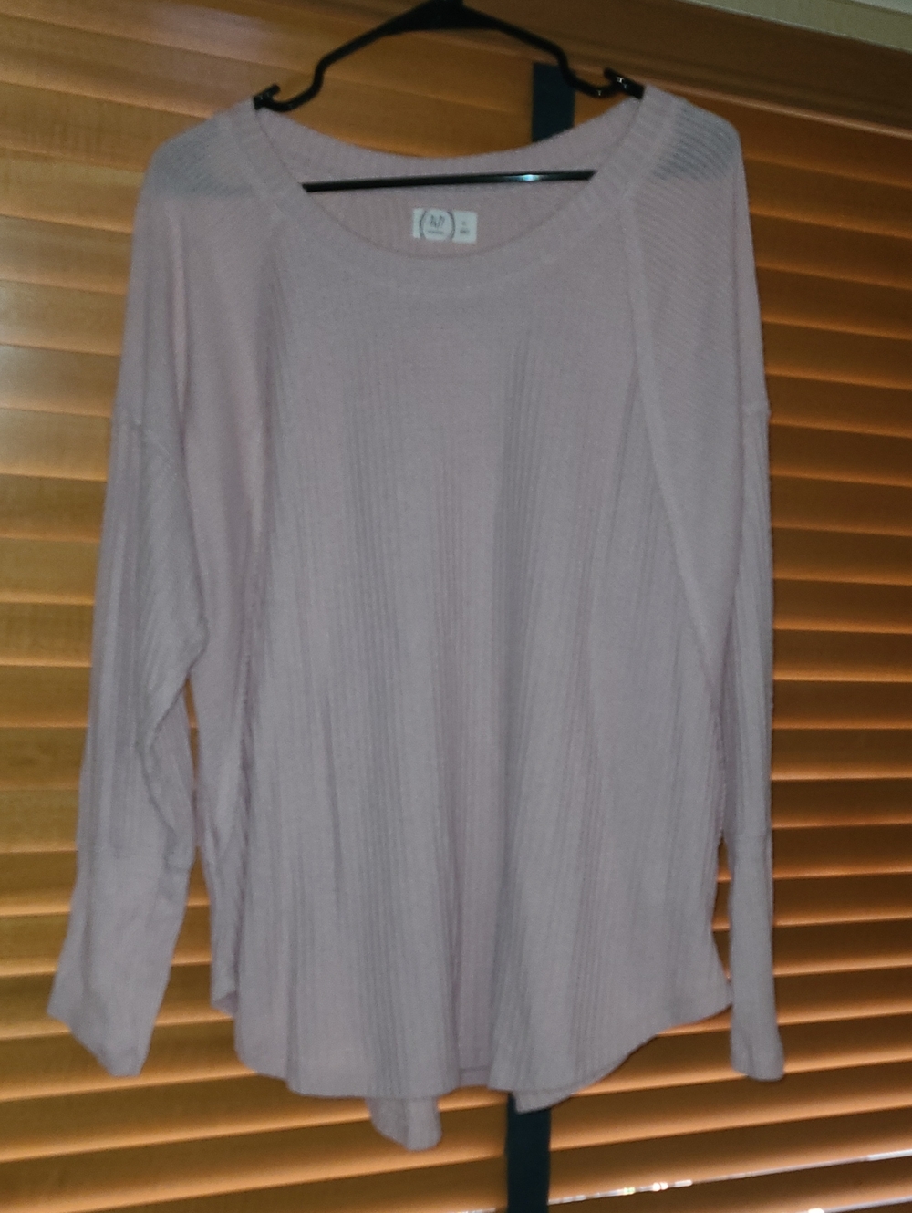 Soft Ribbed Long Sleeve Top in Pale Pink by Maurices